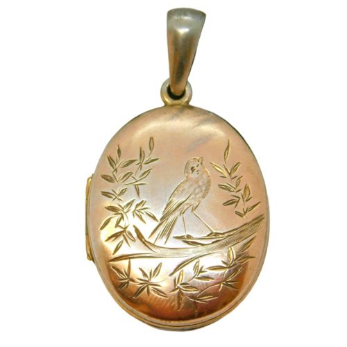 Victorian 9ct Gold Back & Front Swallow Sweetheart Locket Pendant Antique