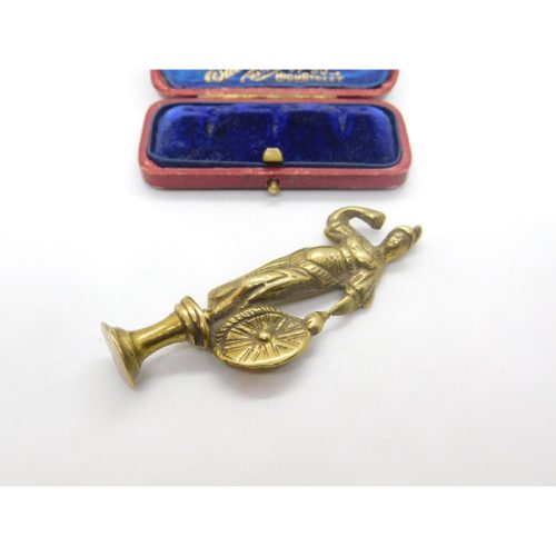 Victorian Cast Brass Uncut Desk Seal with Britannia Form Antique c1850