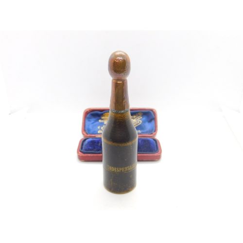 Victorian Novelty Champagne Bottle Needle Case & Thimble Holder Antique c1900