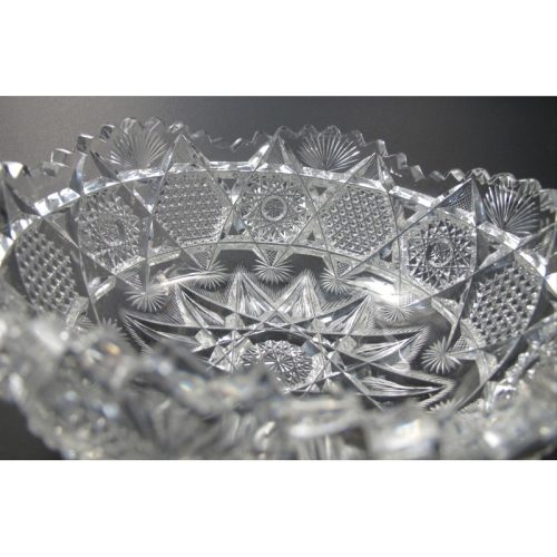 American Brilliant Period Cut Glass bowl  ABP  Antique  feathered