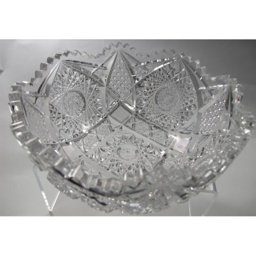 American Brilliant Period hand Cut Glass bowl ABP antique hobstar