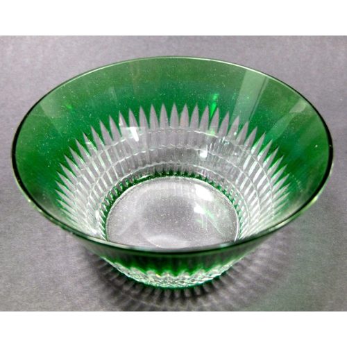 Green cased glass cut to clear finger bowl Dorflinger ?
