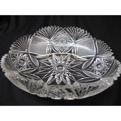 L. Straus Imperial American Brilliant Period hand Cut Glass oval bowl abp