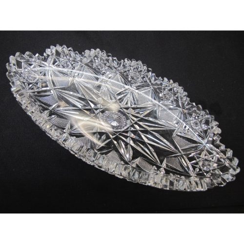 Signed Hawkes American Brilliant Period hand Cut mouth blown blank oval dish