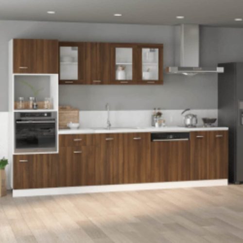 Armoire  micro-ondes Chne marron 60x57x207 cm