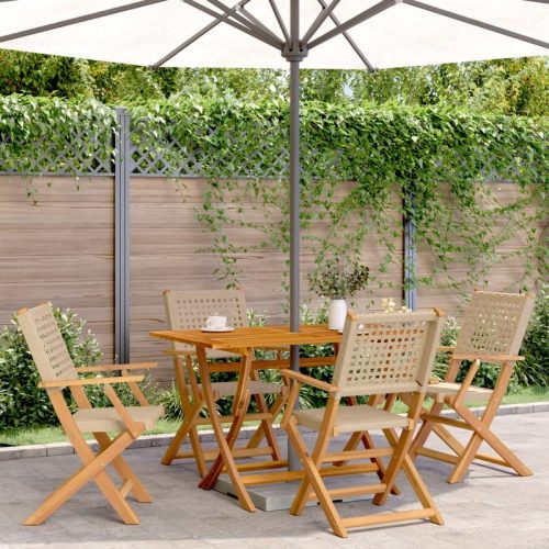 Ensemble  manger de jardin 5 pcs rsine tresse et bois massif