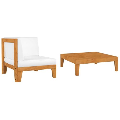 Salon de jardin 2 pcs avec coussins Bois d’acacia solide
