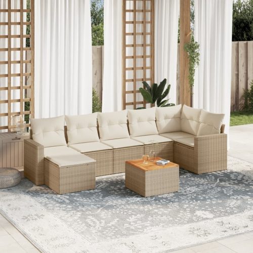 Salon de jardin avec coussins 8 pcs beige rsine tresse