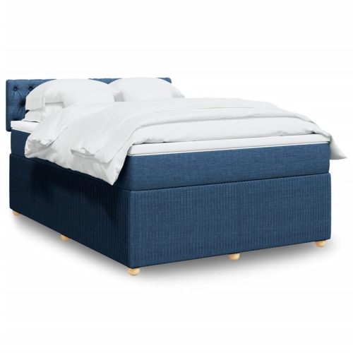 Sommier  lattes de lit avec matelas Bleu 160×200 cm Tissu
