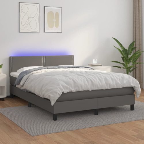 Sommier  lattes de lit avec matelas et LED Gris 140×200 cm