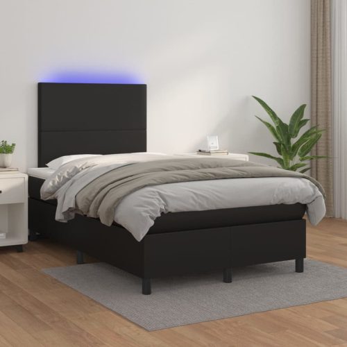 Sommier  lattes de lit avec matelas et LED Noir 120×200 cm