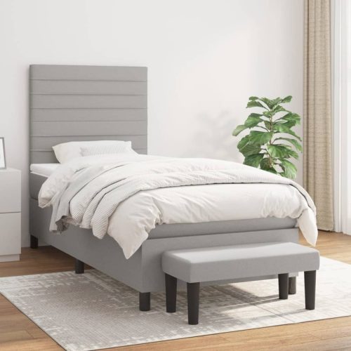 Sommier  lattes de lit avec matelas Gris clair 90×200 cm Tissu