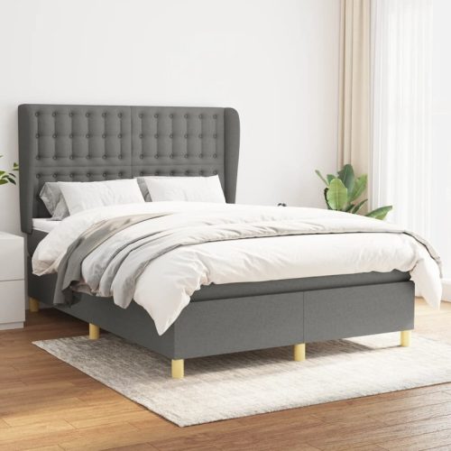 Sommier  lattes de lit avec matelas Gris fonc 140x190cm Tissu