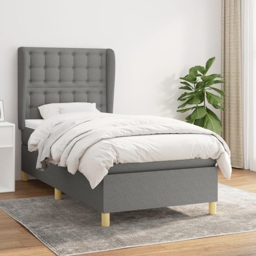 Sommier  lattes de lit avec matelas Gris fonc 80×200 cm Tissu
