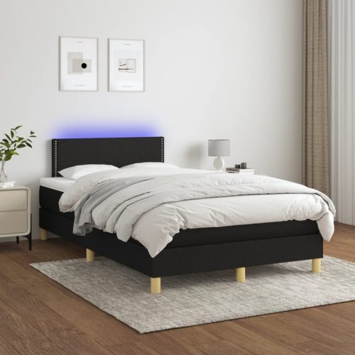 Sommier  lattes de lit avec matelas LED Noir 120×200 cm Tissu