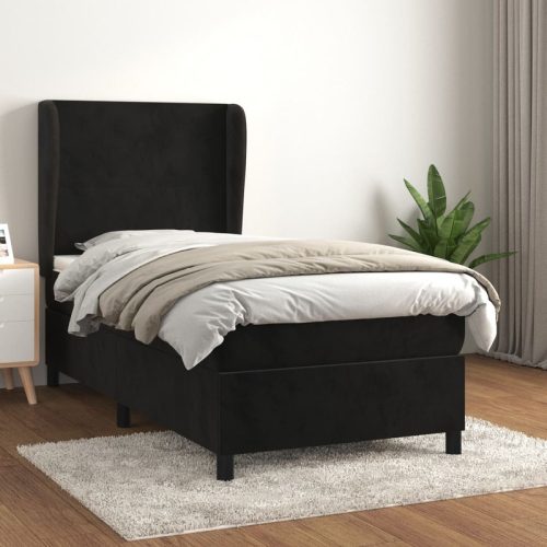 Sommier  lattes de lit avec matelas Noir 100×200 cm Velours