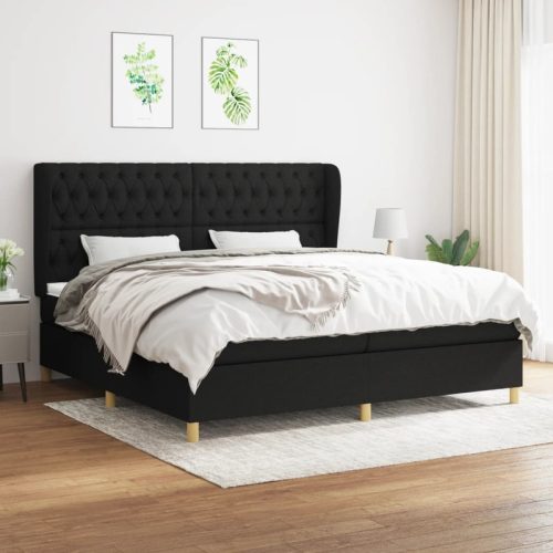 Sommier  lattes de lit avec matelas Noir 200×200 cm Tissu