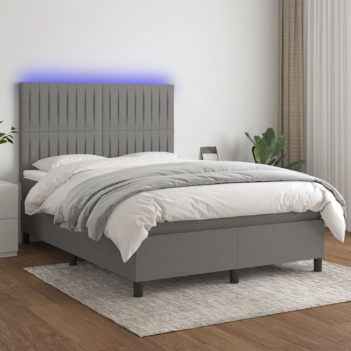 Sommier  lattes de lit et matelas et LED Gris fonc 140×190 cm