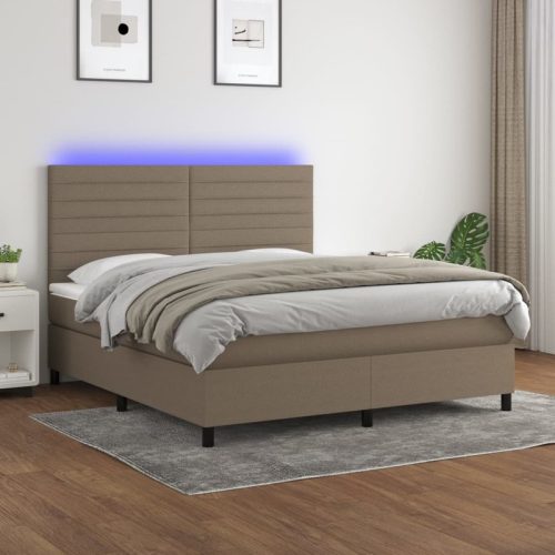 Sommier  lattes de lit et matelas et LED Taupe 180x200cm Tissu
