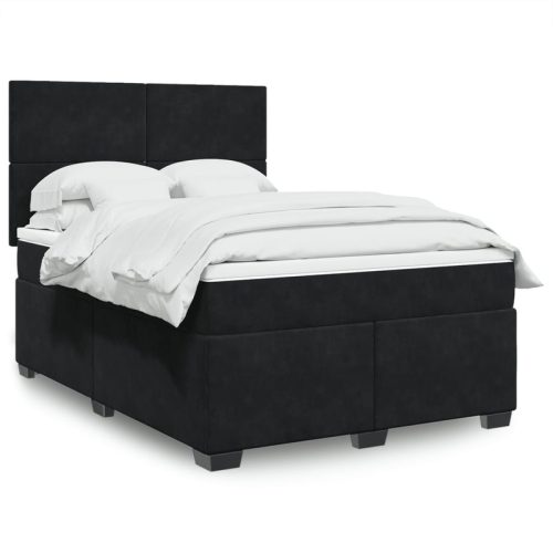 Sommier  lattes de lit et matelas Noir 160×200 cm Velours