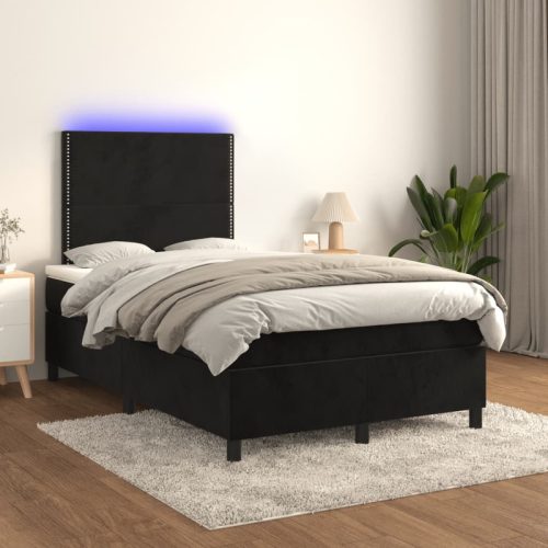 Sommier  lattes de lit matelas et LED Noir 120×200 cm Velours