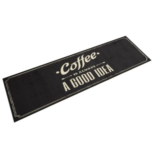 Tapis de cuisine lavable texte Coffee 45×150 cm velours